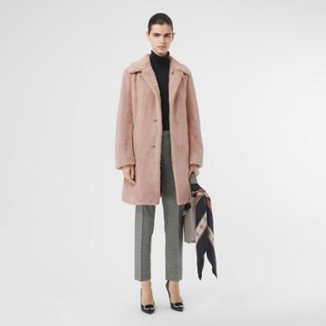 Burberry Burberry Faux Fur Single-breasted Coat, Size: 06, Pale Blush