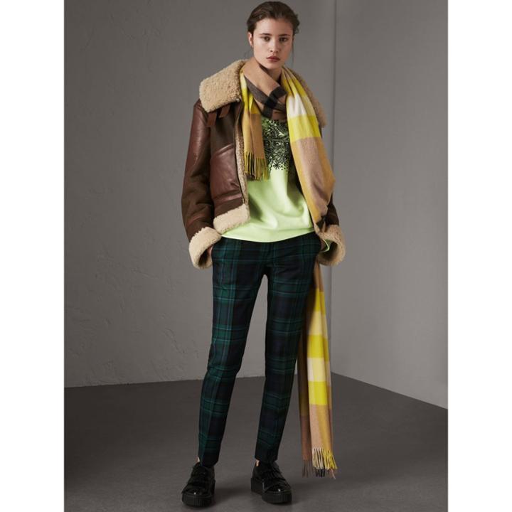 Burberry Burberry Tartan Wool Tailored Trousers, Size: 12
