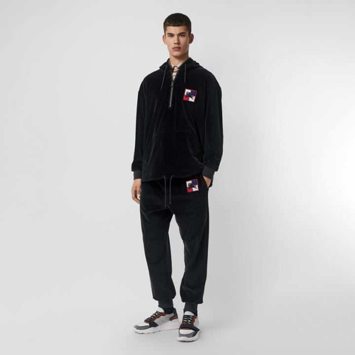 Burberry Burberry Chequer Ekd Velour Trackpants, Grey