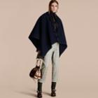 Burberry Burberry Wool Cashmere Poncho With Tassels, Blue