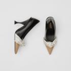 Burberry Burberry Crystal Detail Leather And Suede Point-toe Pumps, Size: 38, Black