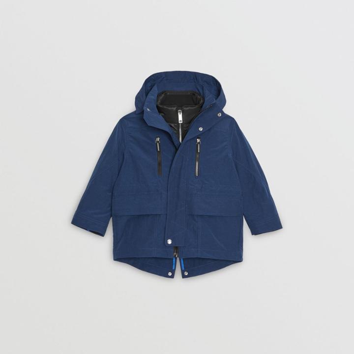 Burberry Burberry Childrens Hooded Parka With Down-filled Quilted Jacket, Size: 10y, Blue