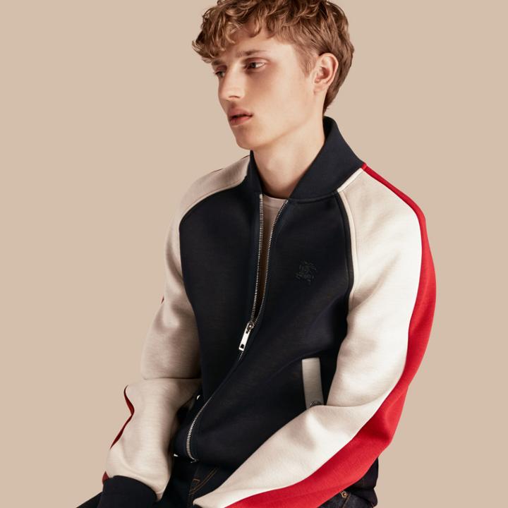 Burberry Burberry Panelled Jersey Bomber Jacket, Size: Xs, Blue