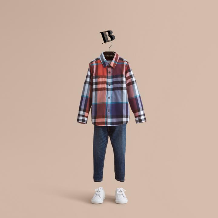Burberry Burberry Pocket Detail Check Flannel Shirt, Size: 6y, Red