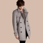 Burberry Burberry Wool Cashmere Trench Coat, Size: 46, Grey