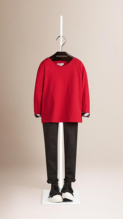 Burberry Long Sleeve Check Cuff T-shirt
