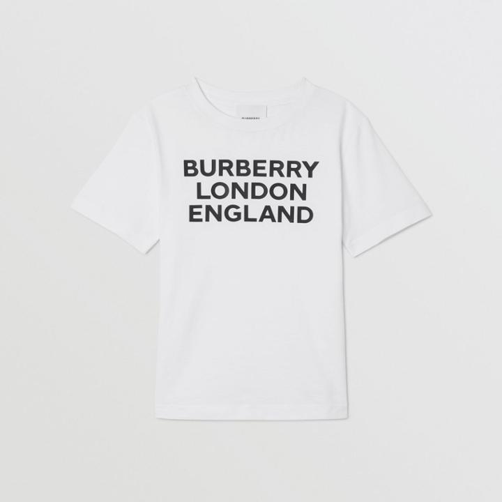 Burberry Burberry Childrens Logo Print Cotton T-shirt, Size: 10y, White