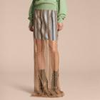 Burberry Braided Tulle Column Skirt With Striped Lining