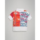 Burberry Burberry Turtleneck Graphic Text Print Cotton Top, Size: 12m, Orange