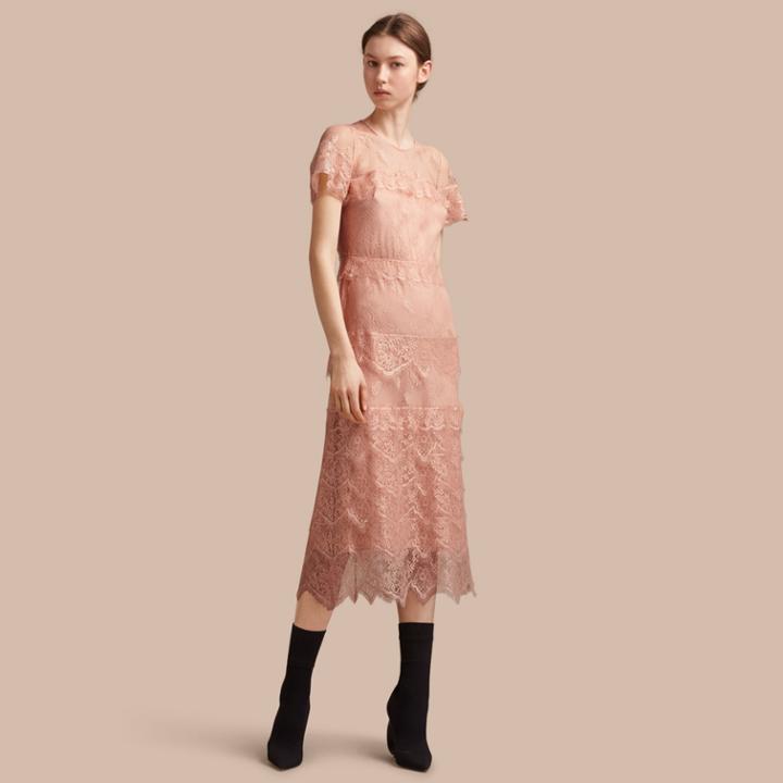Burberry Burberry Tiered Lace Shift Dress, Size: 12, White