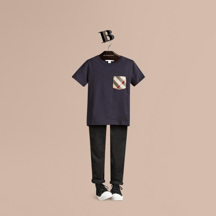 Burberry Burberry Check Pocket T-shirt, Size: 4y, Blue