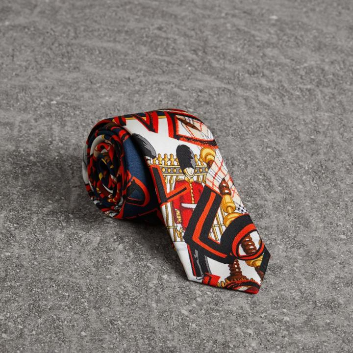 Burberry Burberry Slim Cut Graffiti Print Silk Tie