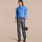 Burberry Ruffle-sleeved Cable Knit Wool Cashmere Sweater