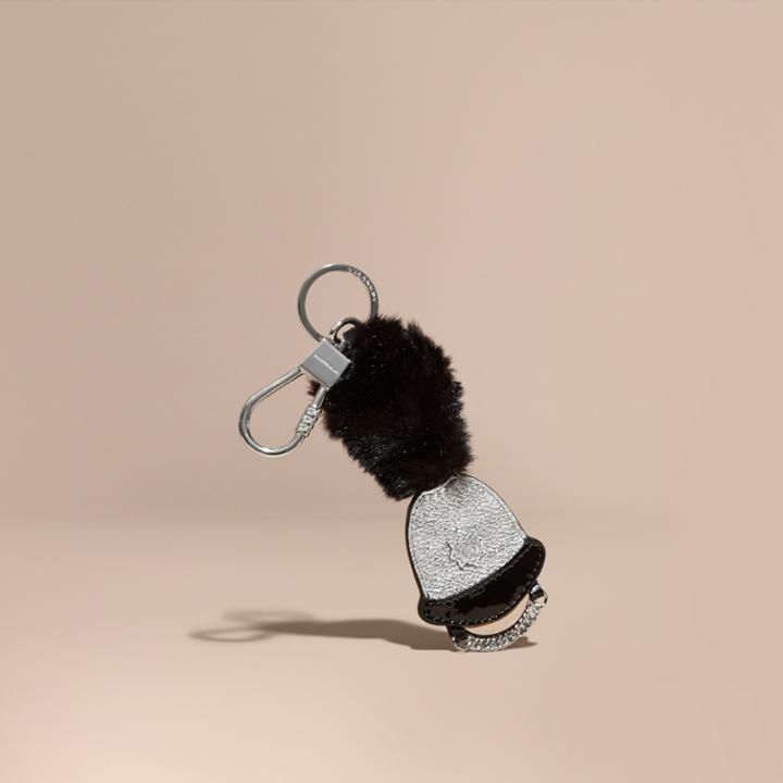 Burberry Burberry Leather Guard Hat Key Ring, Grey