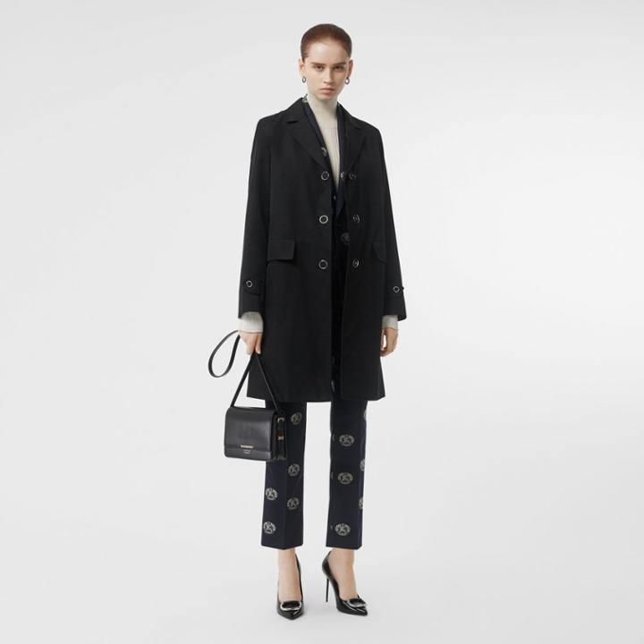 Burberry Burberry Press-stud Detail Cotton Gabardine Car Coat, Size: 00, Black