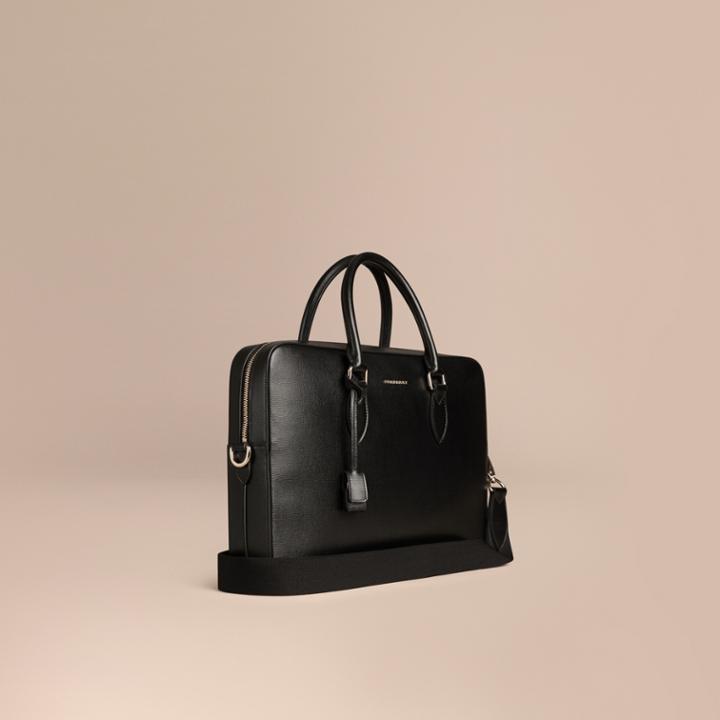 Burberry Burberry Medium London Leather Briefcase, Black