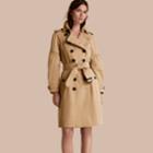 Burberry Burberry Cotton Gabardine Trench Coat With Puff Sleeves, Size: 06, Yellow