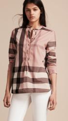Burberry Burberry Check Cotton Tunic Shirt, Size: 04, Pink