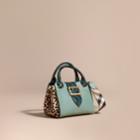 Burberry Burberry The Small Buckle Tote In Leather And Leopard-print Calfskin, Green