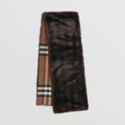 Burberry Burberry Reversible Check Cashmere And Faux Fur Scarf