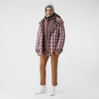 Burberry Burberry Cut-out Hem Diamond Quilted Check Nylon Parka, Red