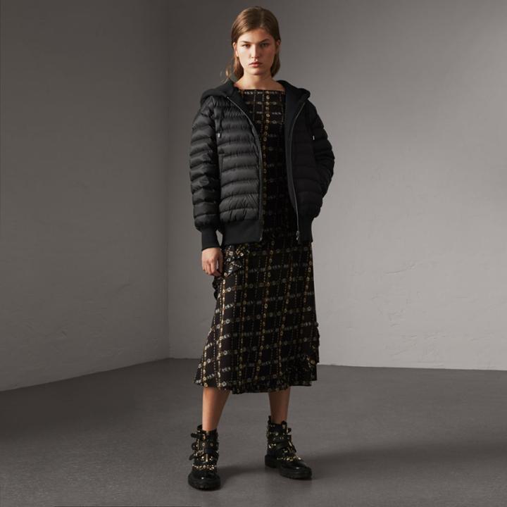 Burberry Burberry Reversible Down-filled Hooded Bomber Jacket, Size: Xxs, Black