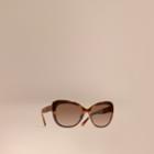 Burberry Burberry Check Detail Square Cat-eye Sunglasses, Brown