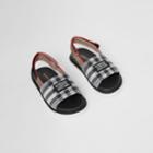 Burberry Burberry Childrens Icon Stripe Detail Check Cotton Poplin Sandals, Size: 27, Black