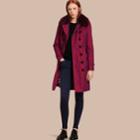 Burberry Burberry Cotton Gabardine Trench Coat With Detachable Fur Trim, Size: 04, Red