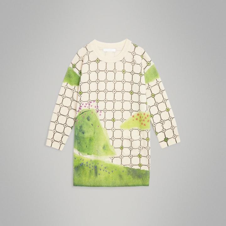 Burberry Burberry Childrens Flower Hill Print Cashmere Sweater Dress, Size: 6y, White