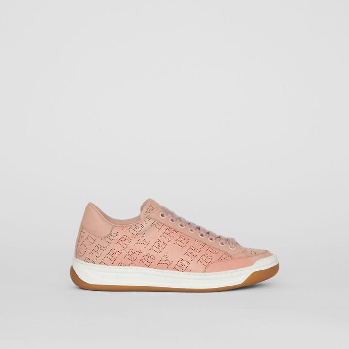 Burberry Burberry Perforated Logo Leather Sneakers, Size: 37, Pink