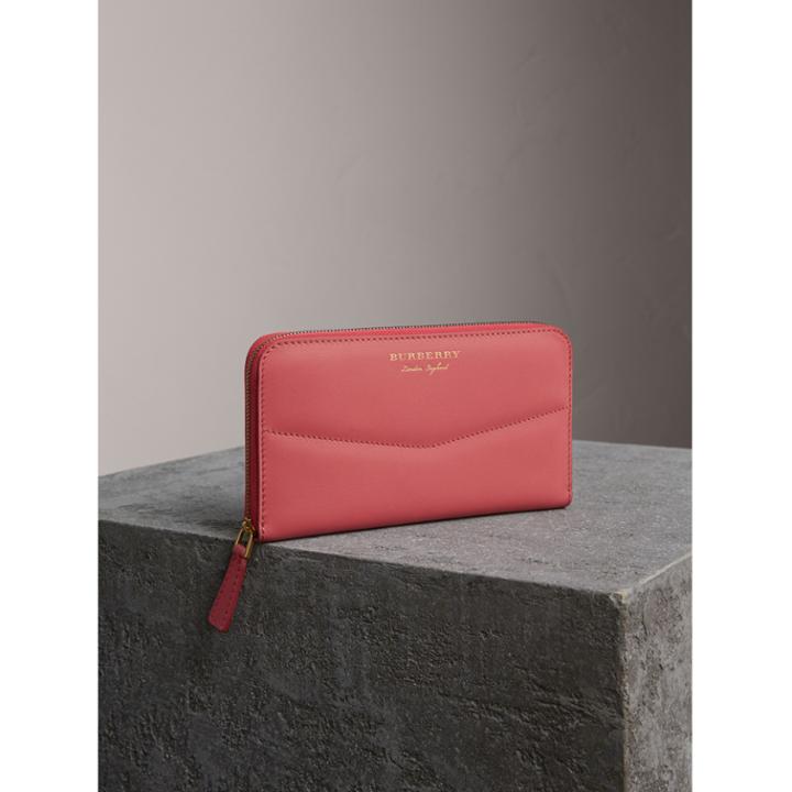 Burberry Burberry Two-tone Trench Leather Ziparound Wallet, Pink