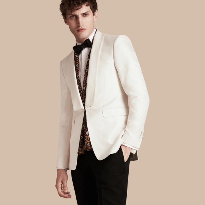 Burberry Burberry Slim Fit Cotton Silk Half-canvas Tuxedo Jacket, Size: 38r, White
