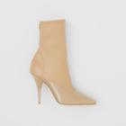Burberry Burberry Lambskin And Patent Leather Ankle Boots, Size: 35, Beige