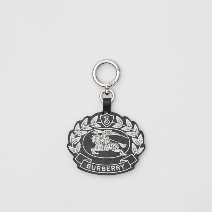 Burberry Burberry Crest Print Leather Key Charm, Black