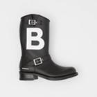 Burberry Burberry Tb Motif Leather Biker Boots, Size: 41, Black