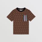 Burberry Burberry Childrens Monogram Stripe Print Cotton T-shirt, Size: 6y, Brown