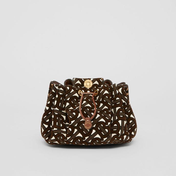 Burberry Burberry Mini Flocked Lambskin Bucket Bag, Beige