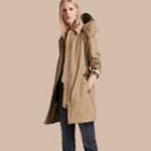 Burberry Burberry Hooded Cotton Blend Parka With Detachable Warmer, Size: 08, Beige