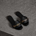 Burberry Burberry Link Detail Patent Leather Slides, Size: 39