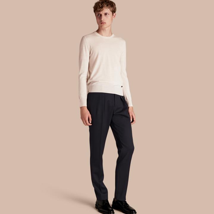 Burberry Burberry Modern Fit English Wool Tailored Trousers, Size: 40, Blue