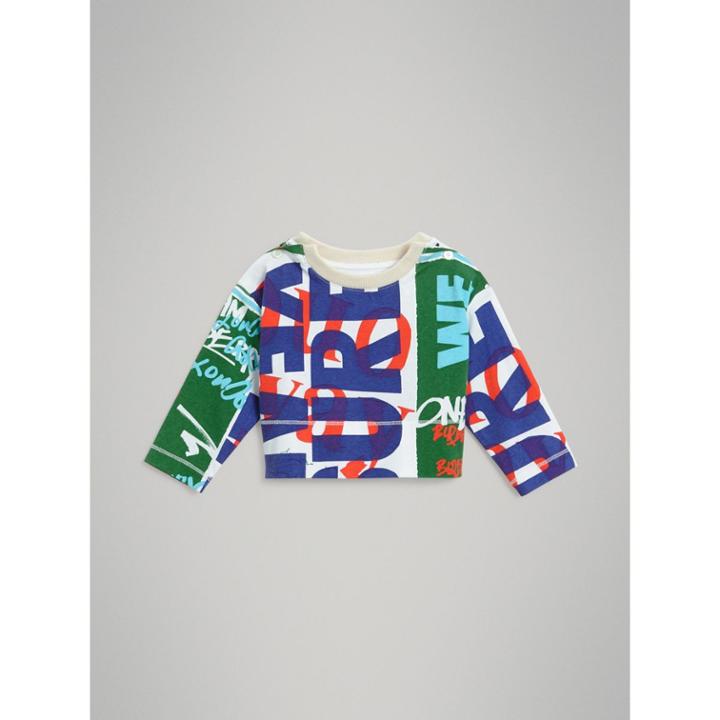 Burberry Burberry Graphic Text Print Cotton Top, Size: 12m, Green