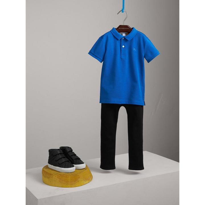 Burberry Burberry Check Placket Polo Shirt, Size: 8y, Blue