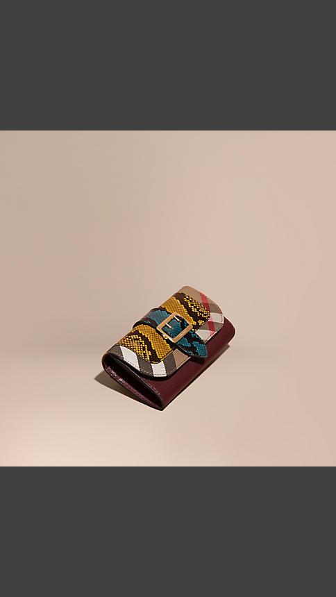 Burberry Snakeskin And House Check Continental Wallet