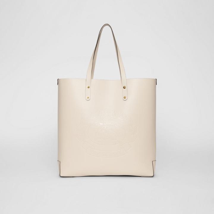 Burberry Burberry Embossed Crest Leather Tote, Grey