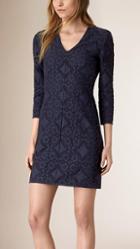 Burberry Fitted V-neck English Lace Dress