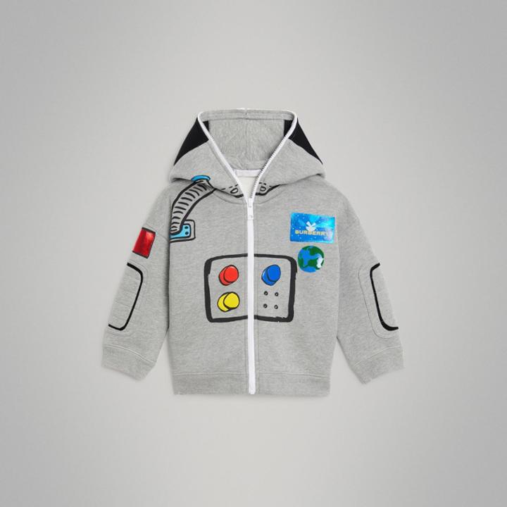 Burberry Burberry Astronaut Print Jersey Hooded Top, Size: 14y, Grey