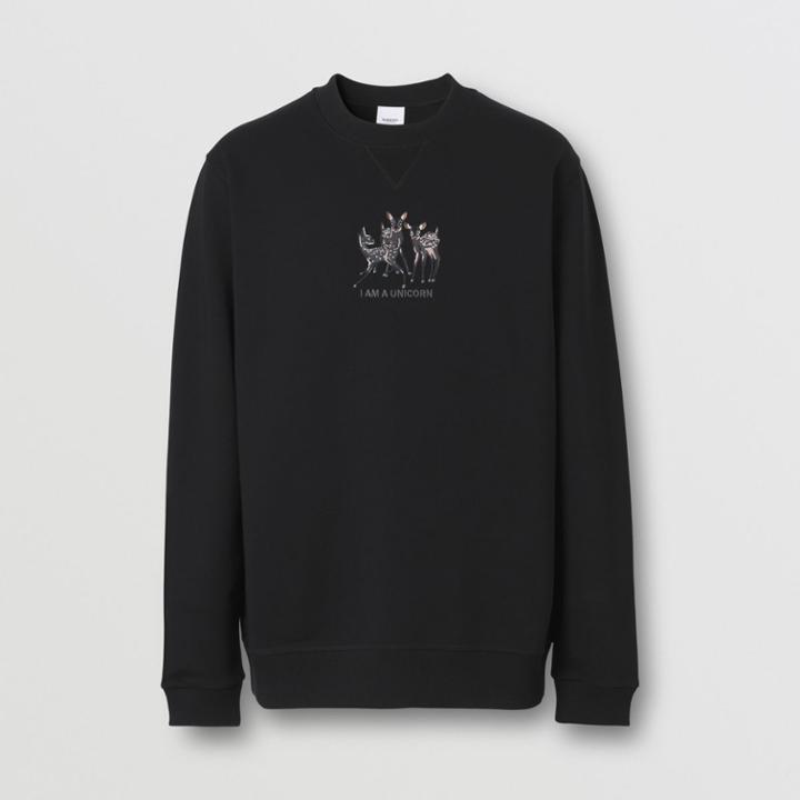 Burberry Burberry Embroidered Deer Cotton Sweatshirt, Size: L