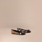 Burberry Burberry Buckle Detail House Check And Leather Ballerinas, Size: 38, Black