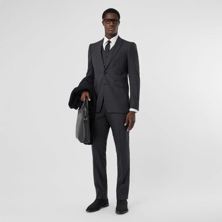 Burberry Burberry Classic Fit Windowpane Check Wool Three-piece Suit, Size: 44r, Grey